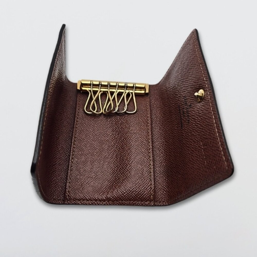 Louis Vuitton Key Holder Monogram Coated Canvas Leather Press-Stud Closure Brown - Picture 4 of 9